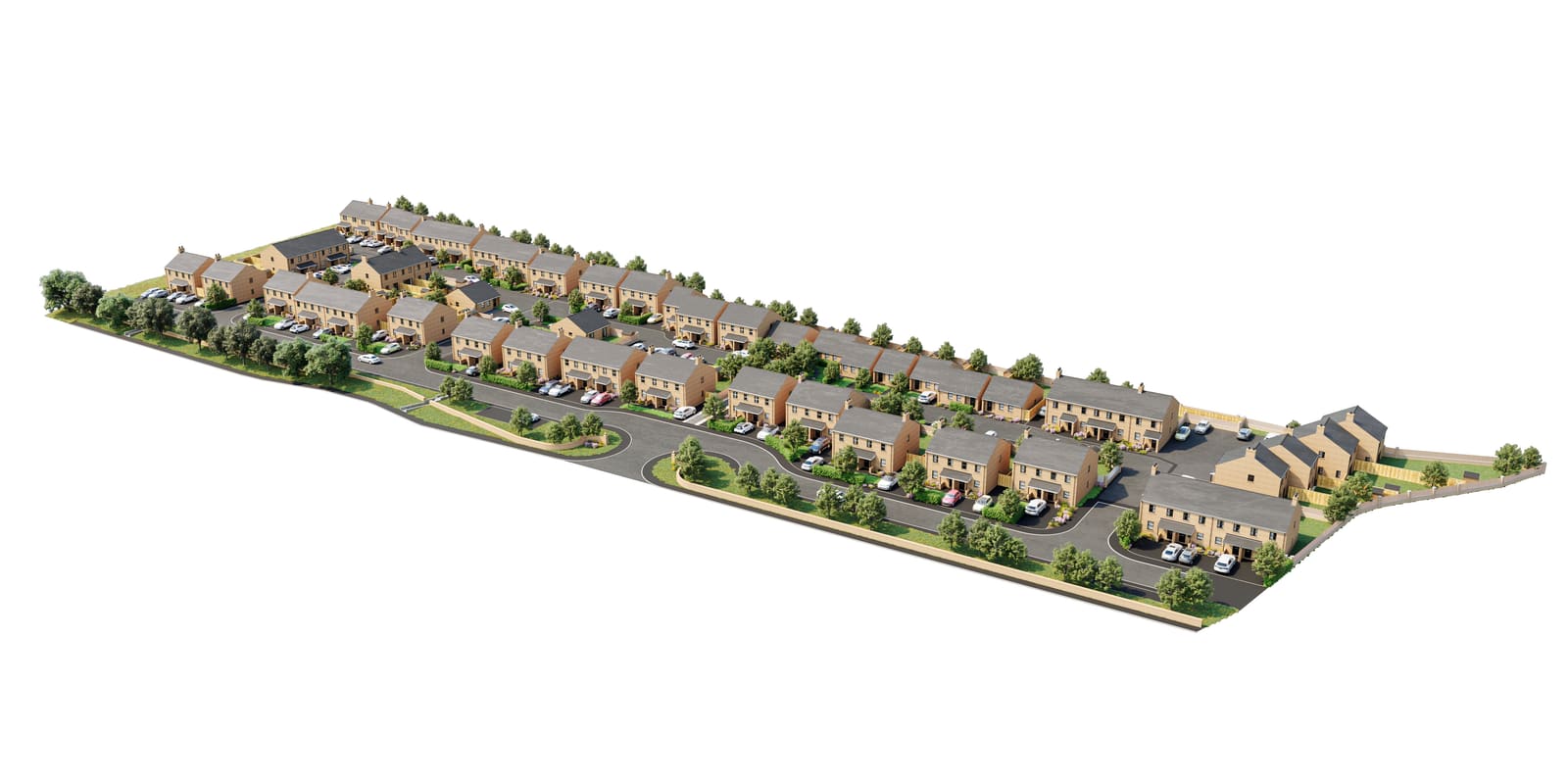 Aerial cutout view of the development, computer-generated image