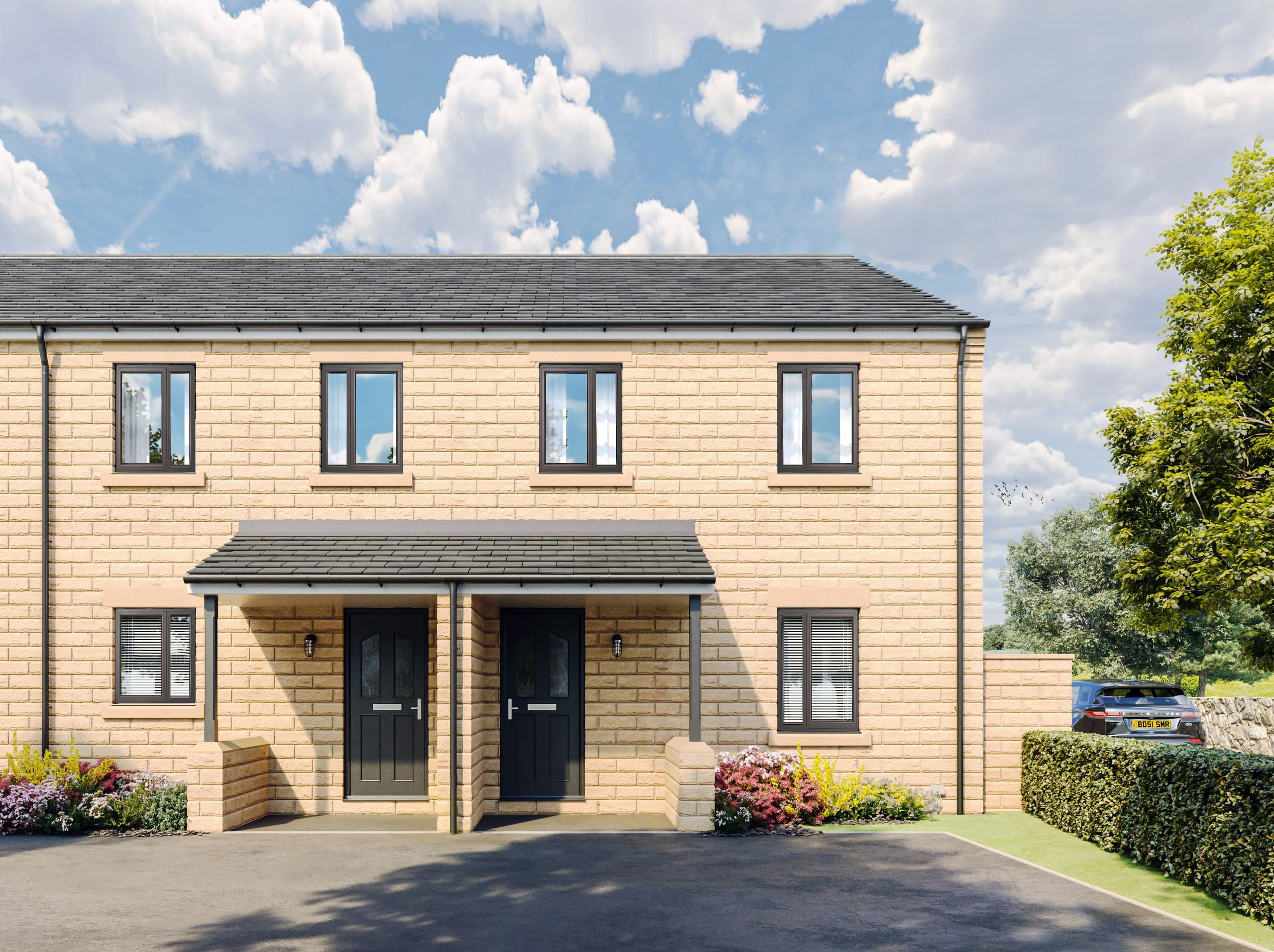 The Cranford, computer-generated image of a two bedroom semi-detached home at Hallstead Meadow