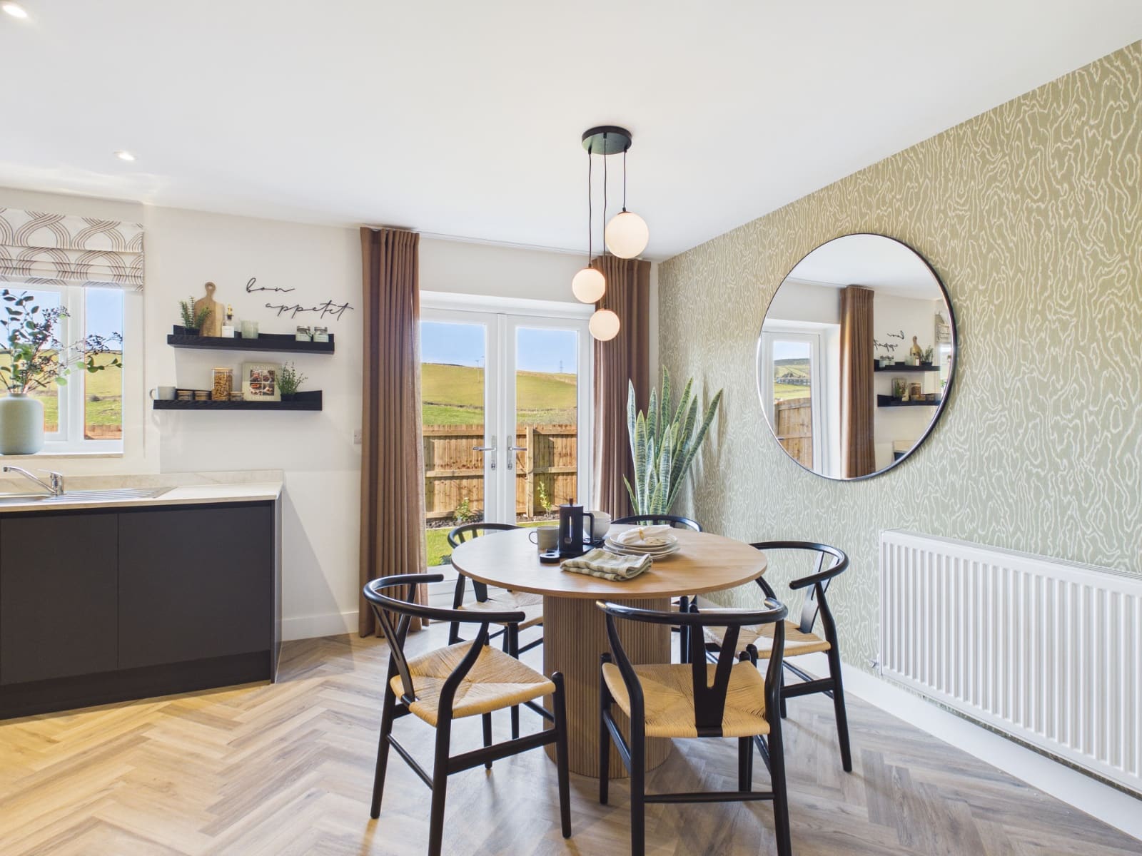 Show home dining nook by the window